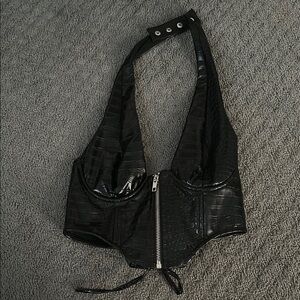 Black Croc-Embossed Women's Bag